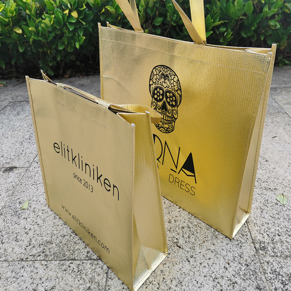 gold metallic non woven bag